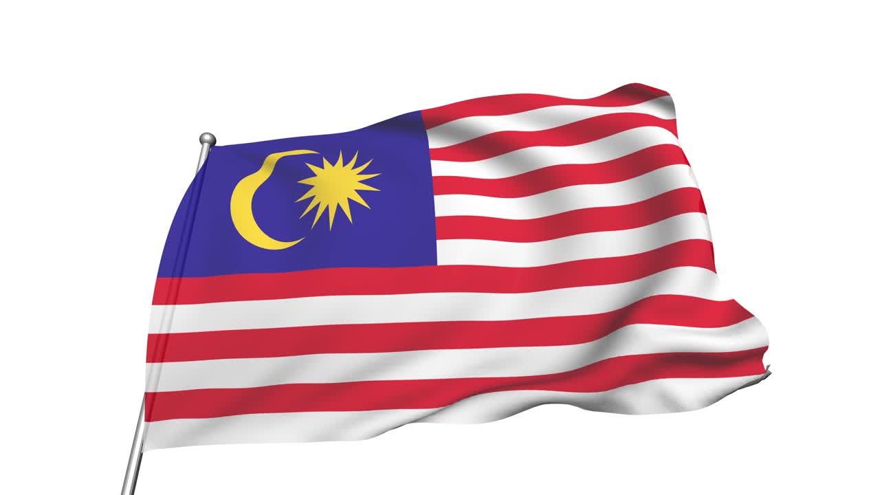 Bandiera della Malesia nel vento (canale alfa, semitrasparente, ripetibile)
