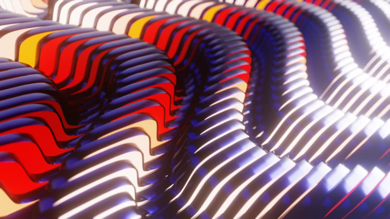abstracto animado 3d ondulando multicolor textura matalllic. bucle sin costuras.