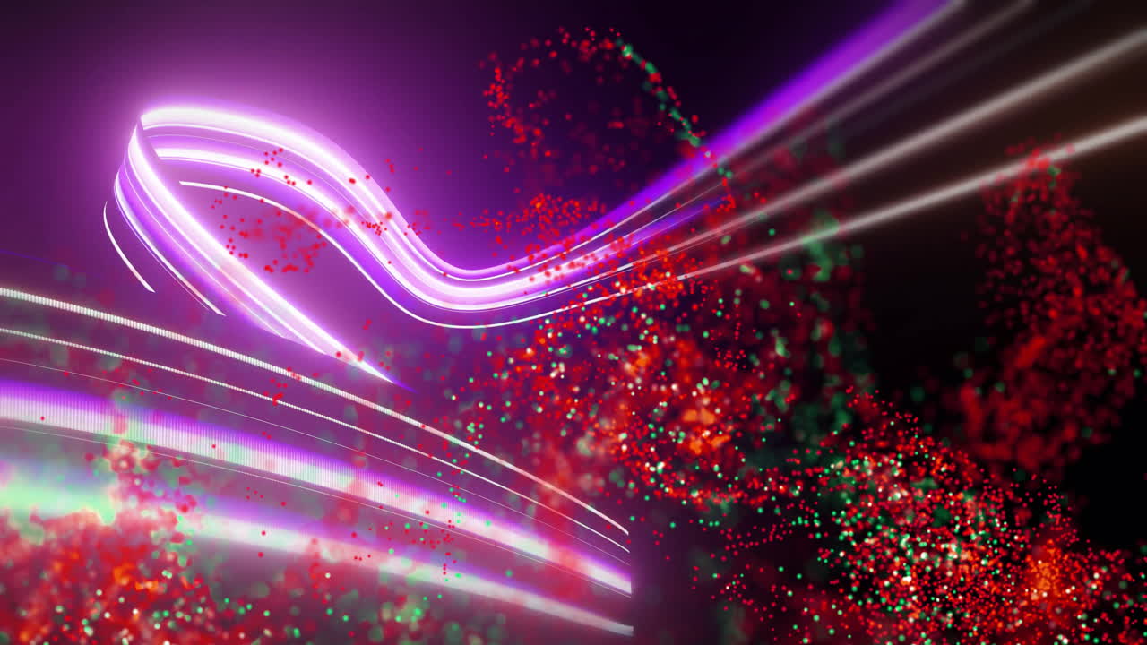 partículas coloridas y rastros de luz animación sobre fondo oscuro
