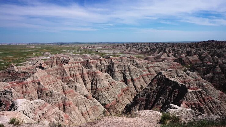 Parco Nazionale delle Badlands, un parco nazionale americano situato nel Dakota del Sud sudoccidentale con butte e pinnacoli fortemente erosi