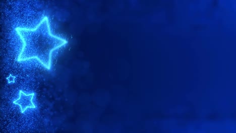 brillantes estrellas de hielo congeladas de navidad con nieve voladora. 4k uhd video de bucle sin costuras saludando el invierno plantilla de tarjeta vacía con lugar para el texto.