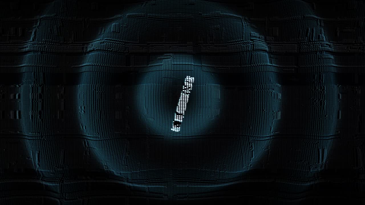 Digital and Futuristic 3D counter counting down from ten to zero