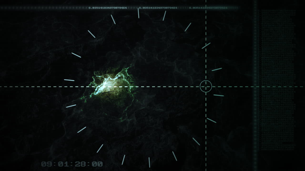 Space Radar surveillance target crosshairs scanning nebula gas cloud