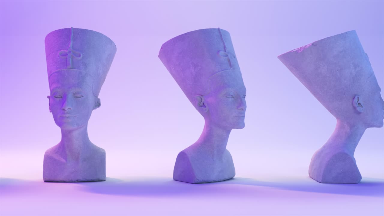 rendering digital en 3d de un busto de nefertiti