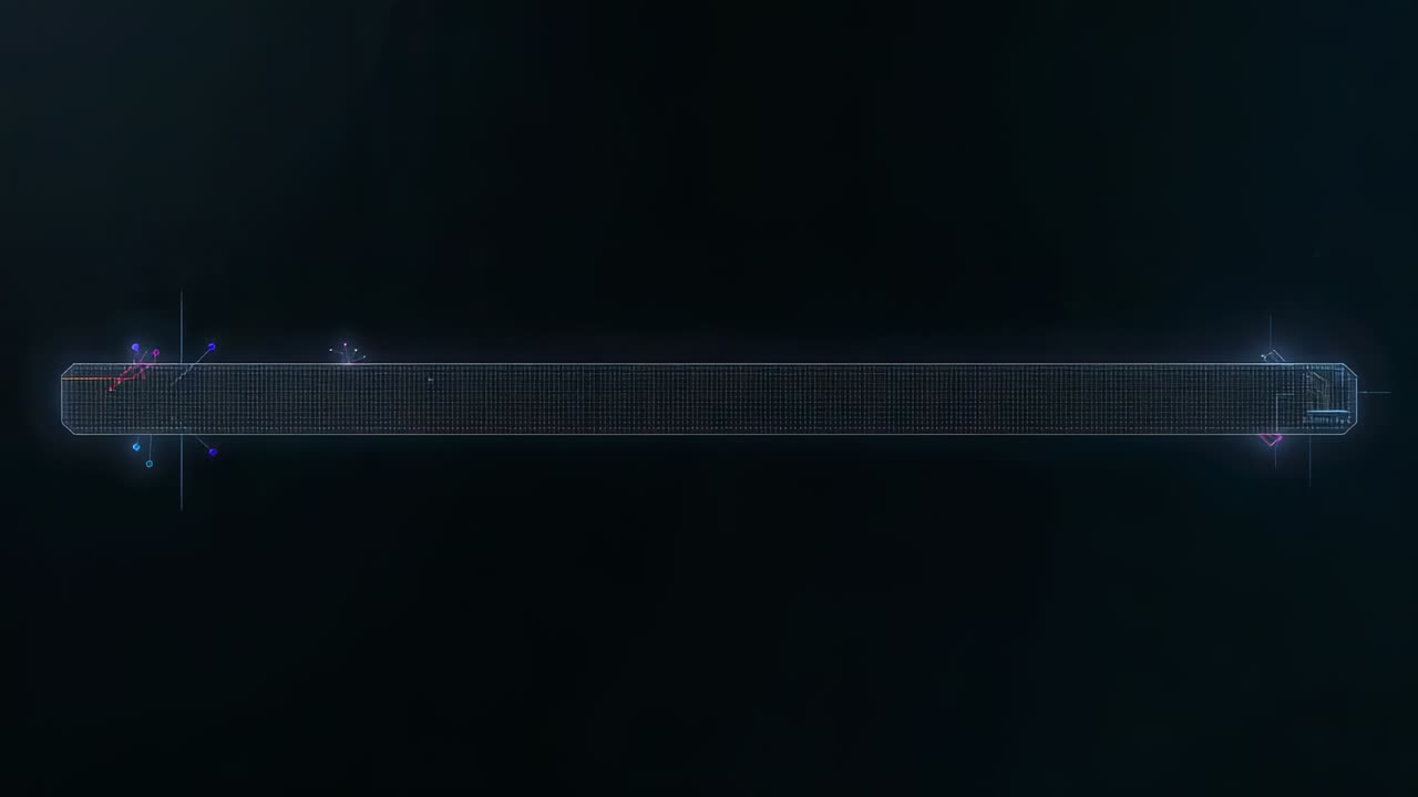 Animating neon tracker on start on dark HUD, cyan fill moving markers and capsule toward building