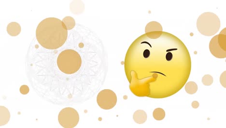 animation of spots over emoji icon and shapes on white background