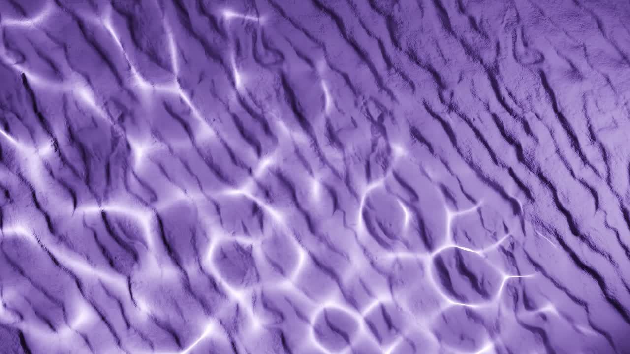Water reflection light pattern on wrinkled purple sand surface. Abstract natural overlay with wavy lines and sunlight ripple effect. Design for wallpaper, banner, postcard, greeting card, poster,