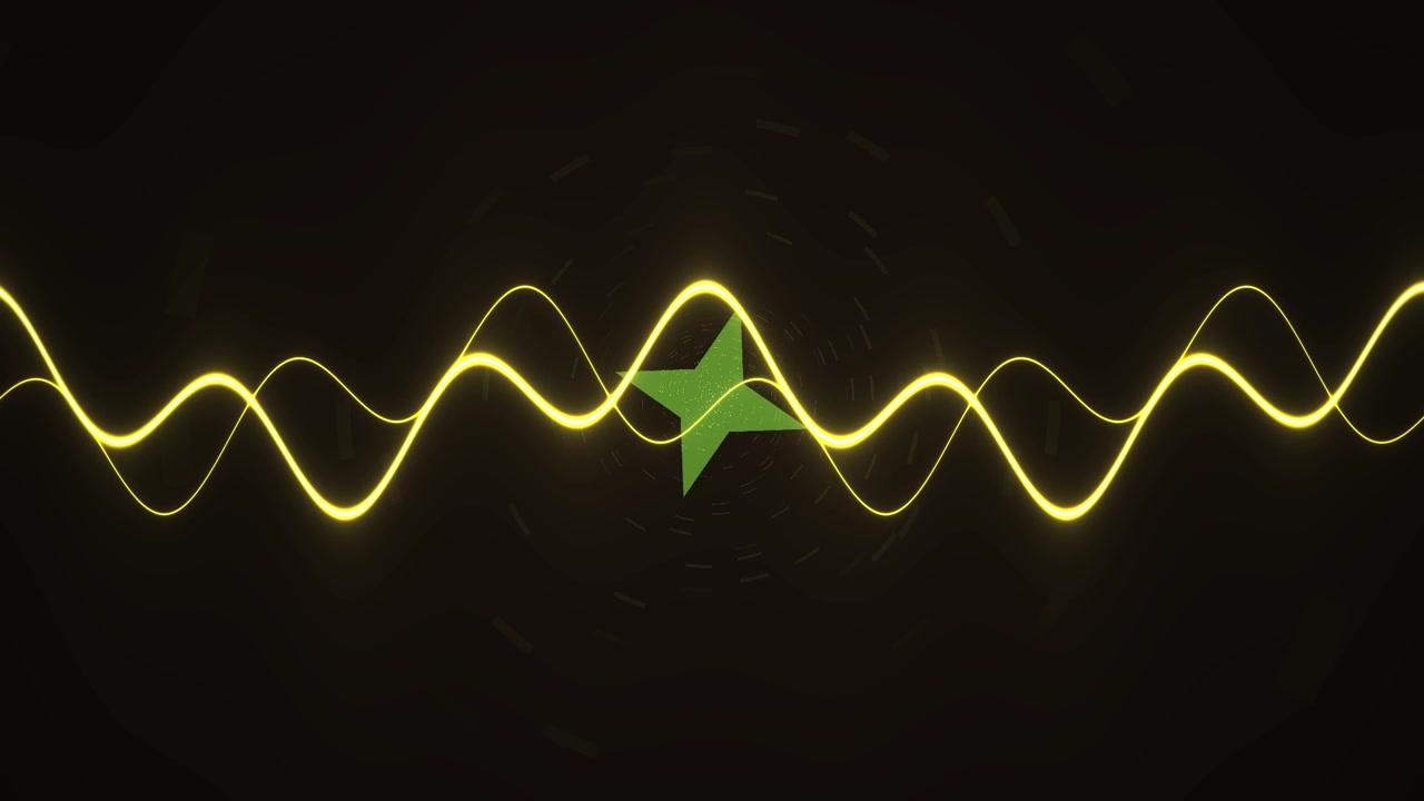 Glowing Yellow Sine Waves Pulsing Around a Green Star Icon