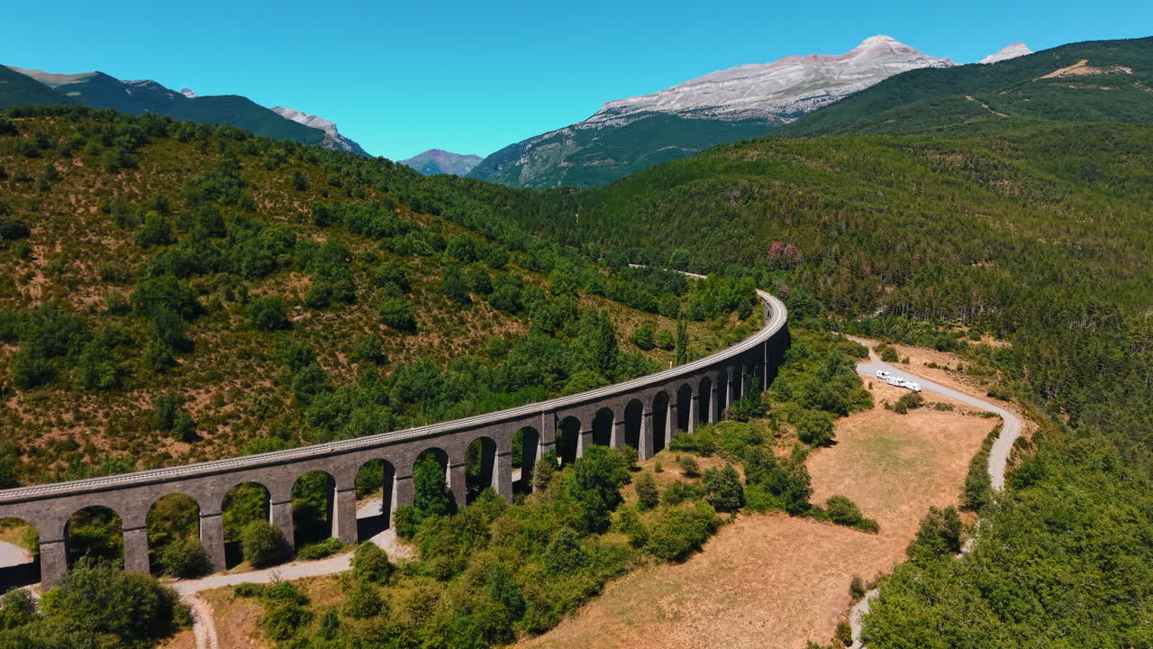 Vista panorâmica de um viaduto nas montanhas