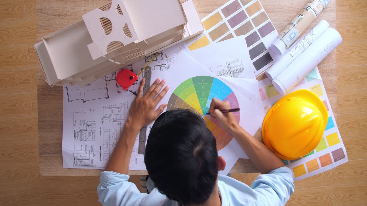 Top View Of Working With An Architectural Project