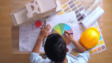 top view of working with an architectural project