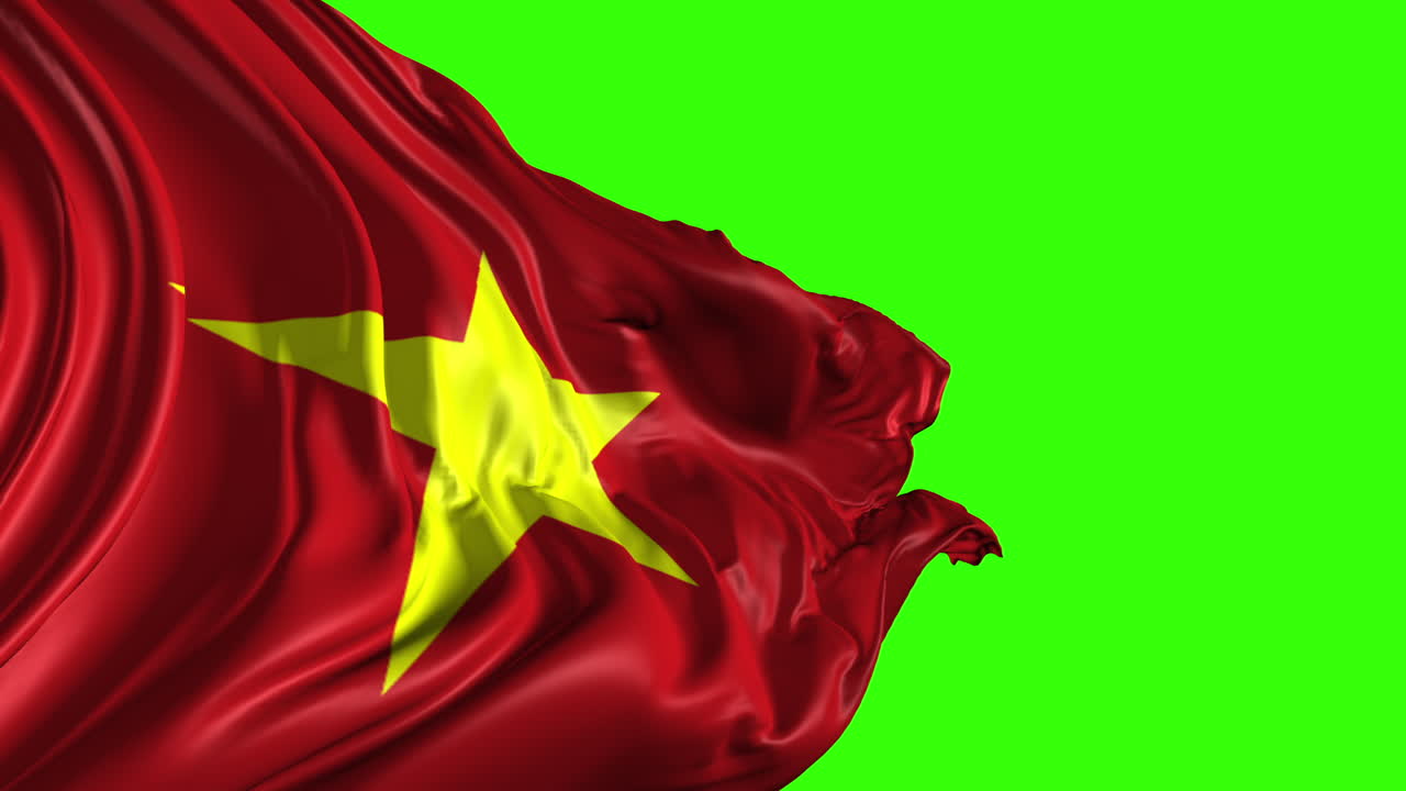 Vietnamese Flag on Green Screen