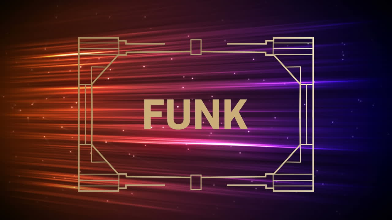 animación de texto funk sobre senderos de luz