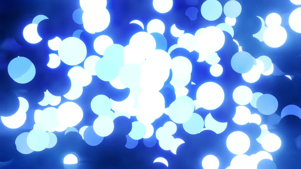 반이는 파란색 공이 반이고 반이는 방에서 날아갑니다. 어두운 반이는 카메라에서 반이는 구의 4k 추상 3d 배경. 색조에서 세련된 모션 배경. 전구가 켜지고 무작위로 꺼집니다.