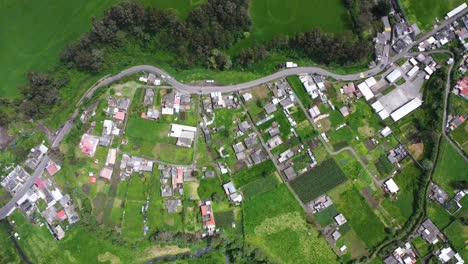 village homestead farms lush green arable land ecuador aerial view