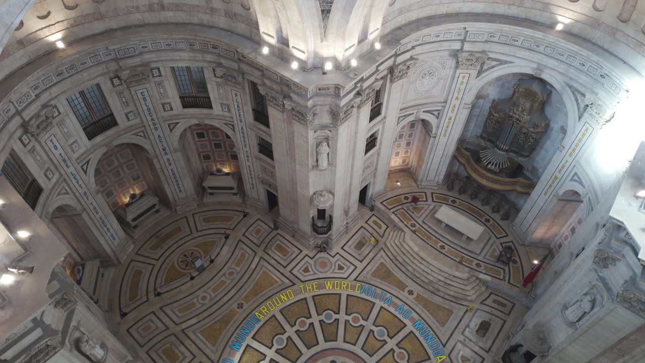 Beautiful interior view of Lisbon's National Pantheon featuring intricate architectural details. tilt down