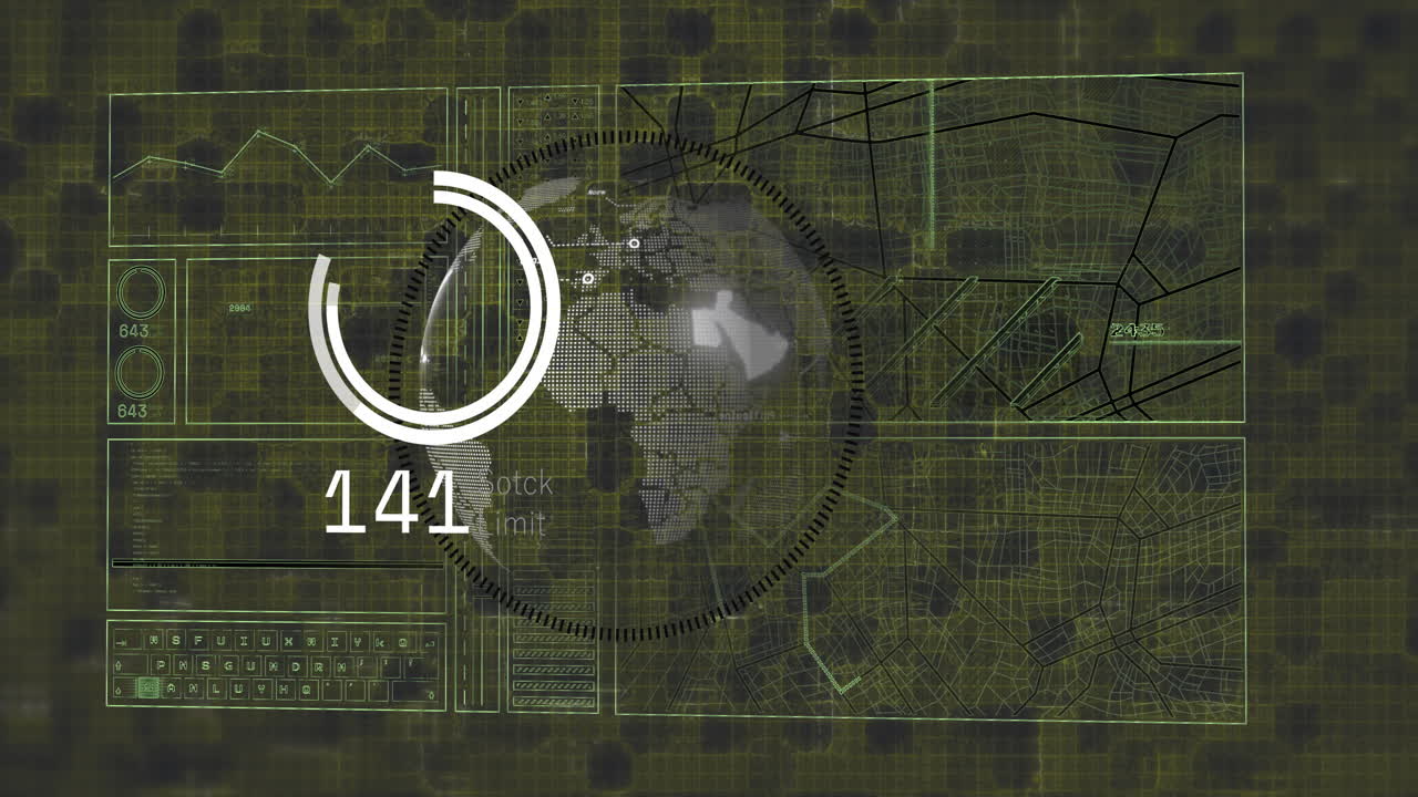 animación del escaneo del alcance y el procesamiento de datos en la pantalla
