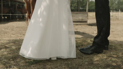 Bride-and-groom-legs,-wedding-day