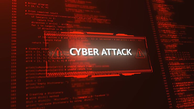 Symbole 4K d'attention danger sur fond rouge foncé glitché, signe d'erreur : système piraté par virus informatique.