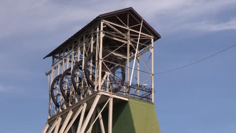 close up of old winding tower malmberget, sweden