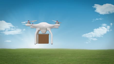 La-Imagen-Digital-Del-Drone-Trae-Una-Caja-De-Cartón.