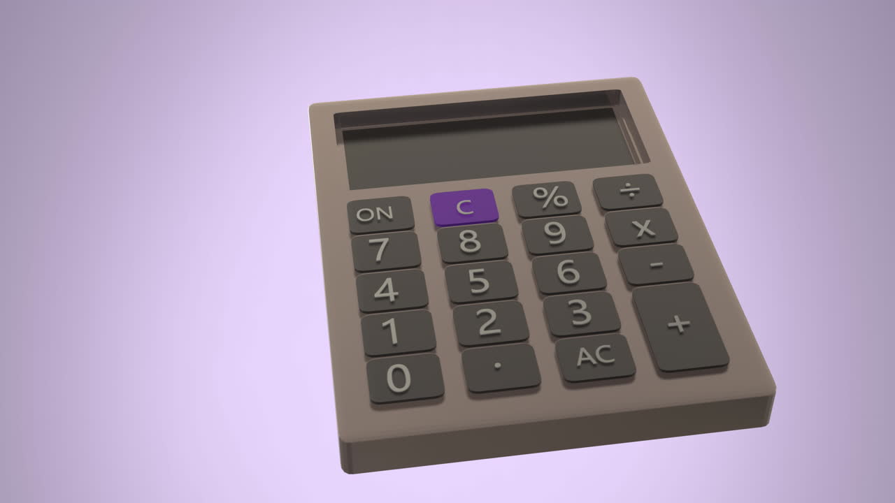 animación de la calculadora girando sobre un fondo púrpura
