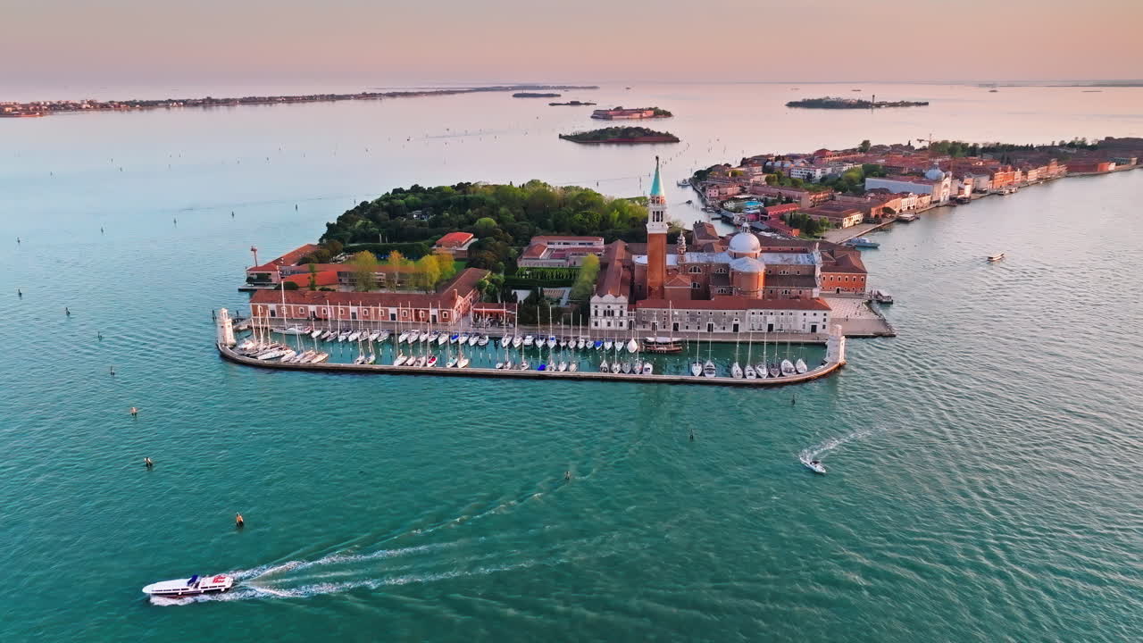 Aerial drone view of the Venetian Lagoon, Italy