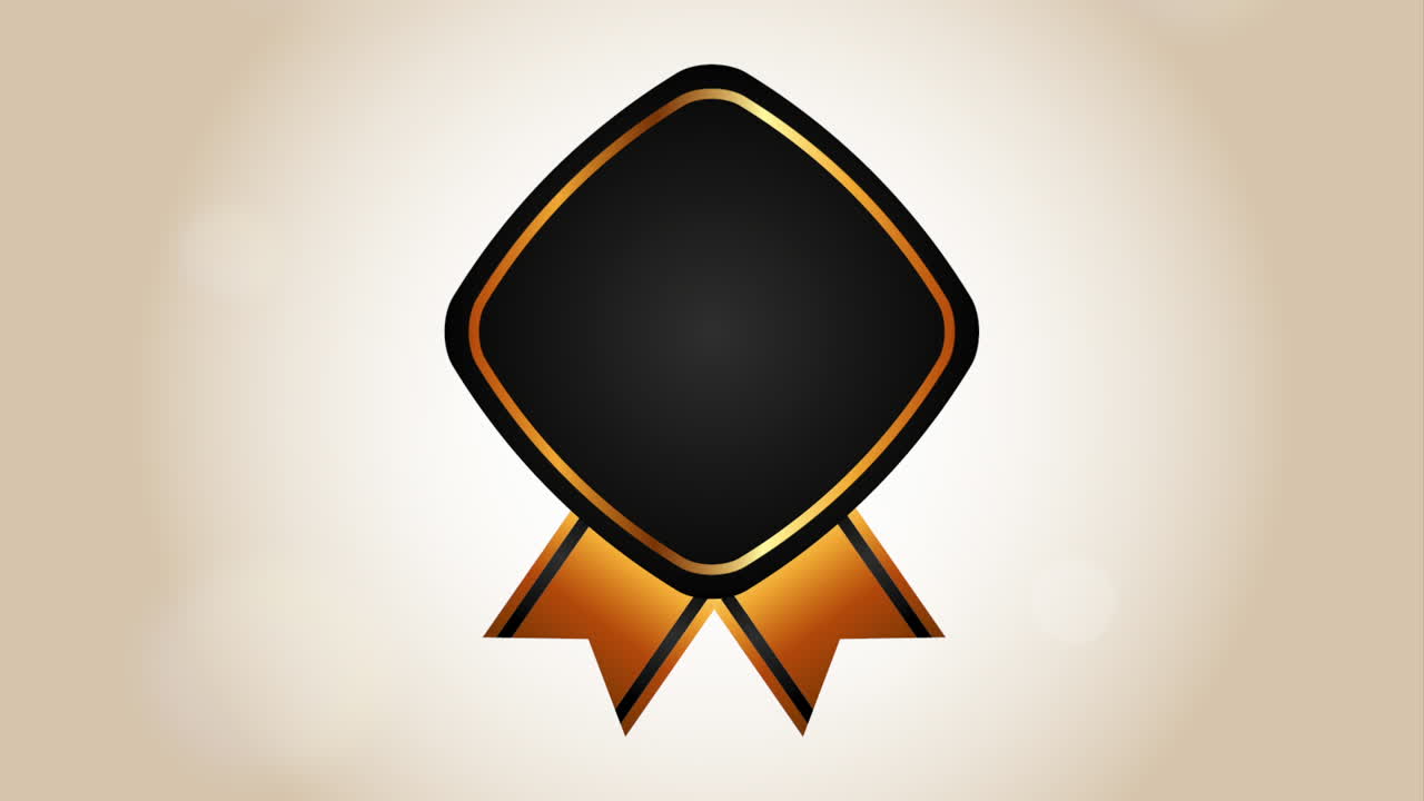 Elegant Black Diamond Badge with Gold Ribbon