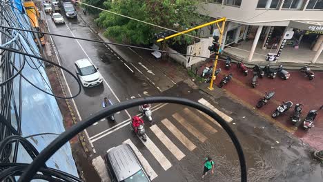 evening traffic signal is being followed at main circle of city