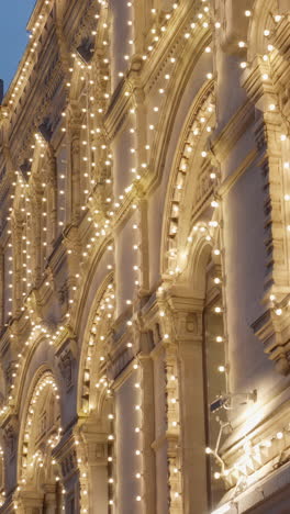 building facade decorated with lights