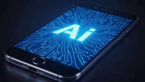 exploring the integration of artificial intelligence in modern technology through a smartphone displaying the 'ai' symbol on a circuit board background