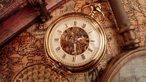 Vintage-pocket-watch.-Vintage-background-Concept-of-time-history.