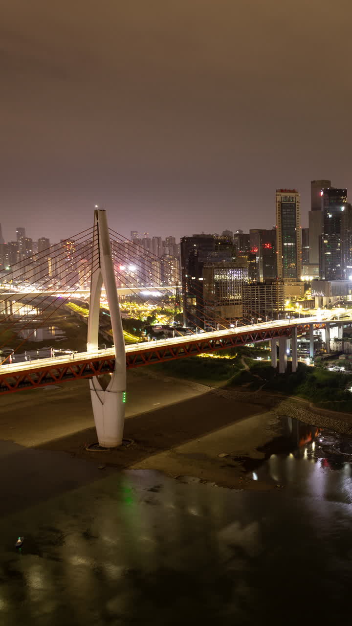 Timelapse of Chongqing street scene from a high vantage point in vertical
