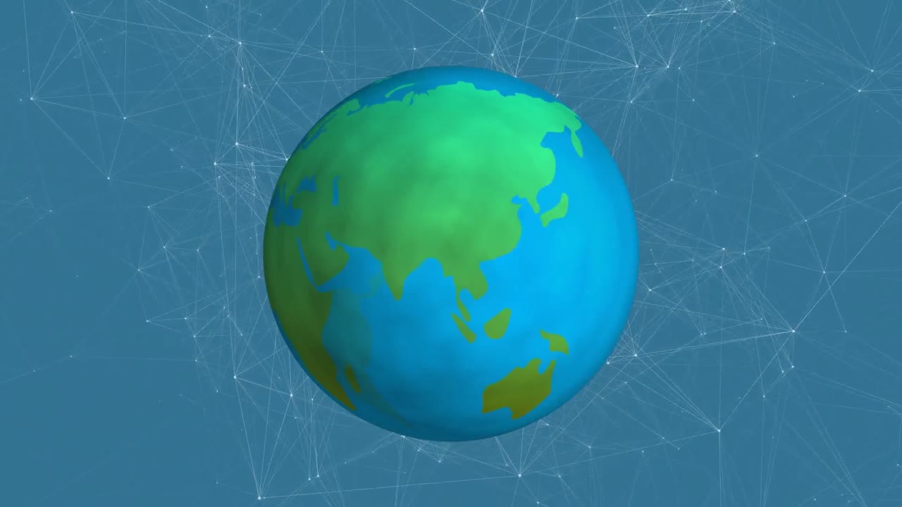 анимация глобуса через сеть соединений