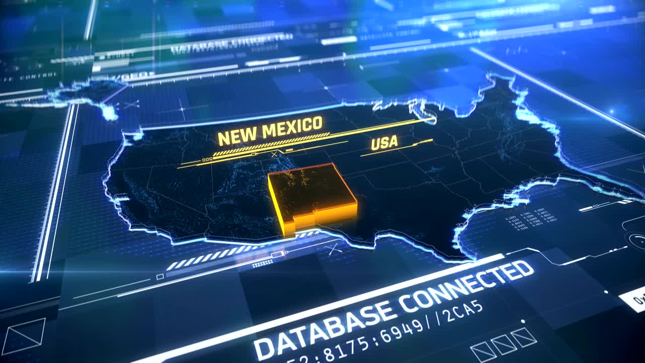 New Mexico US state border 3D modern map with a name, region outline