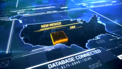 new mexico us state border 3d modern map with a name, region outline