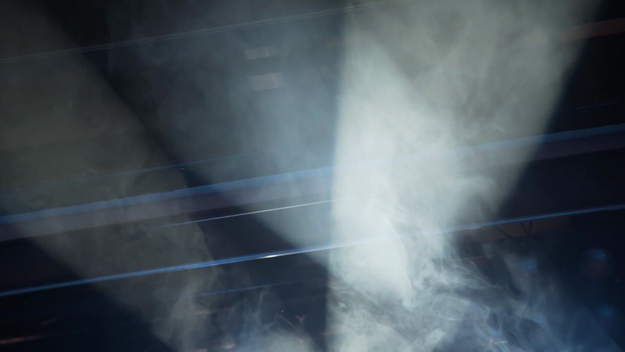 안개가 있는 흰색 빔 로봇 콘서트 조명, 장비 b-롤 영상