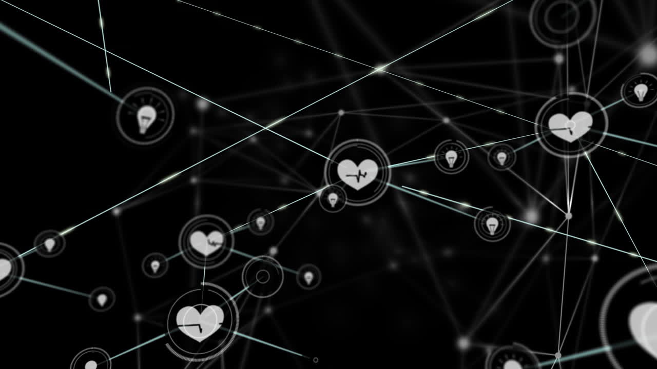 animación de la red de conexiones sobre un fondo oscuro