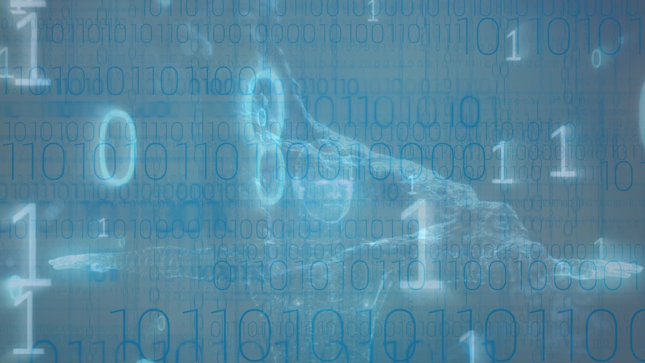 Animation of data processing over blue wave