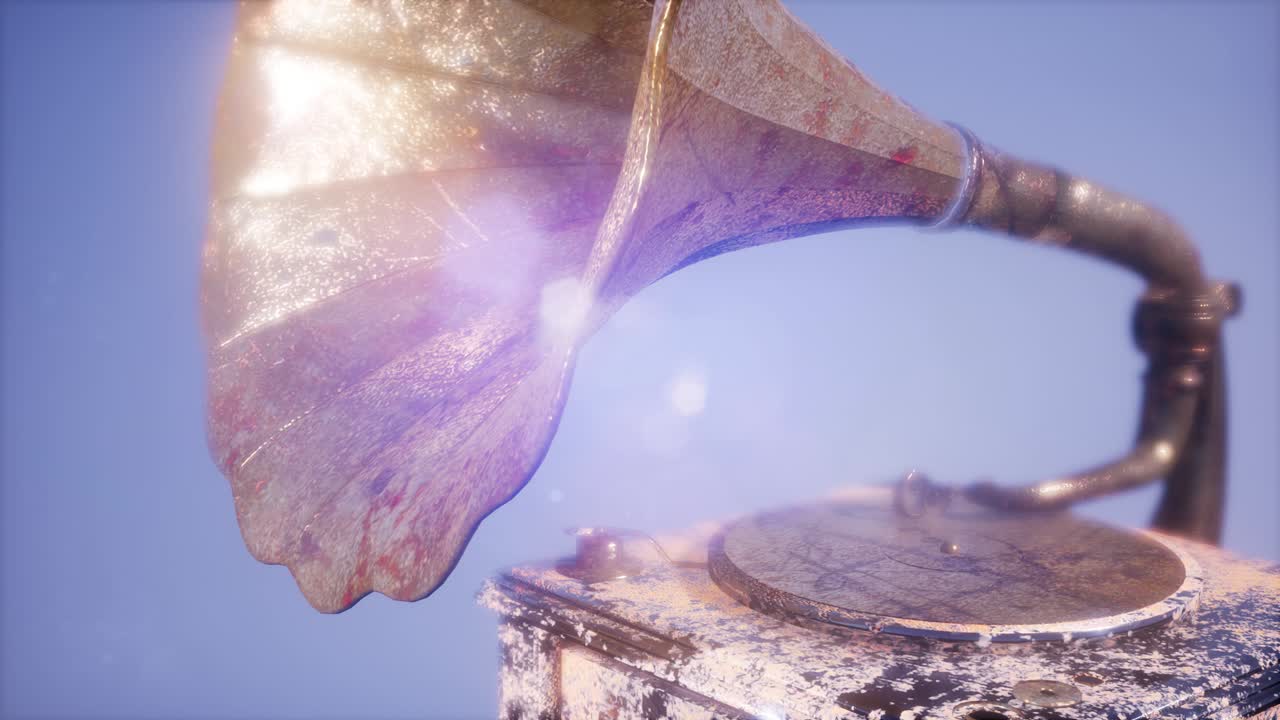 4k 슈퍼 슬로우 모션 빈티지 그래모폰 회전