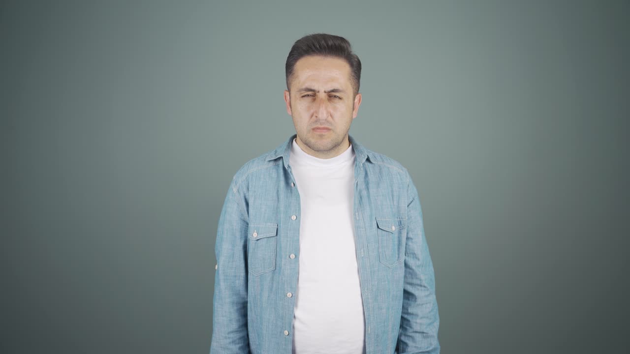 The man who has trouble seeing. Eye problem.