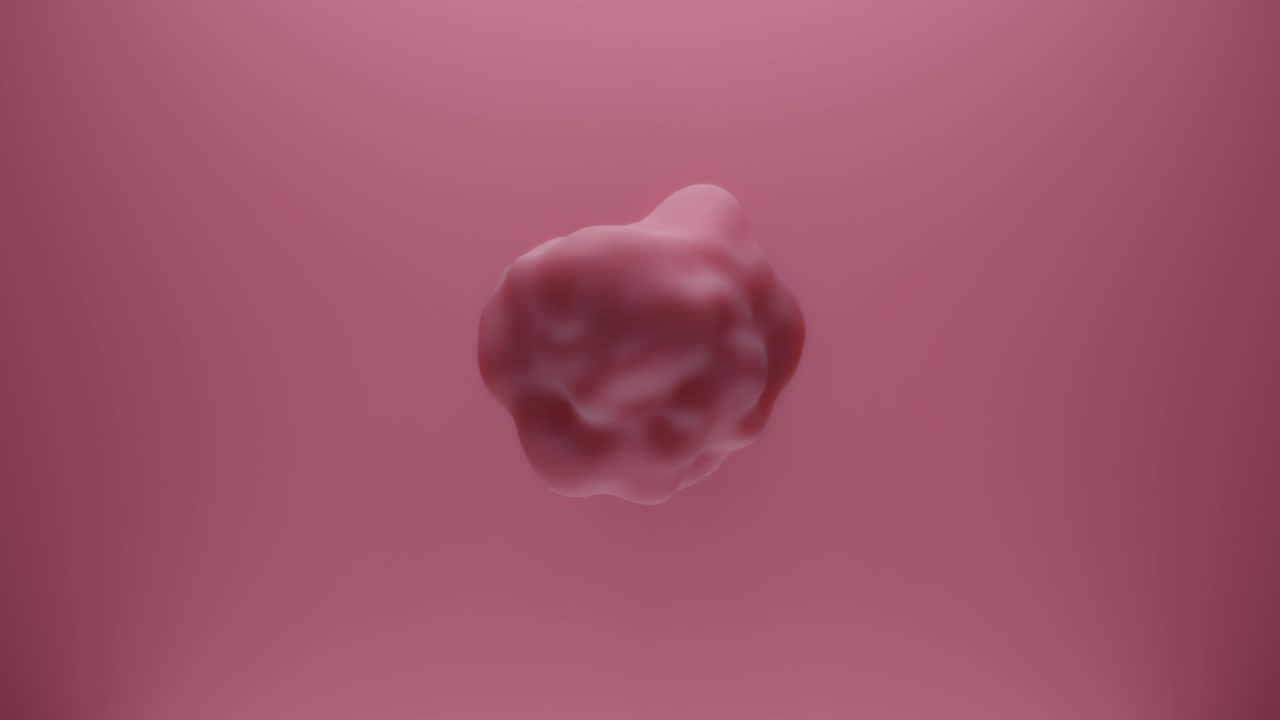 Amorphous shape waving transform in random direction 3d rendering on red background. Seamless loop metamorphose of abstract sphere. Simple animation of future shape 4K