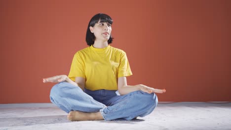 portrait of woman feeling excited.