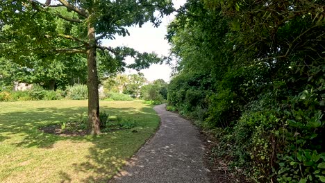 a walk along a park pathway