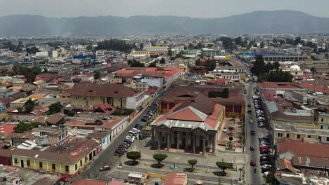 aerial orbits municipal theatre in guatemala city of quetzaltenango