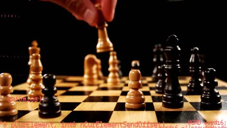 man playing chess and program codes