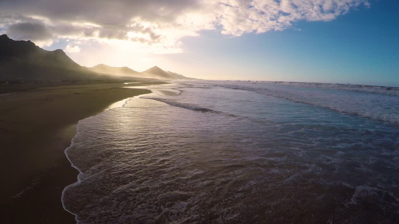 Drone footage beach sunset 4K