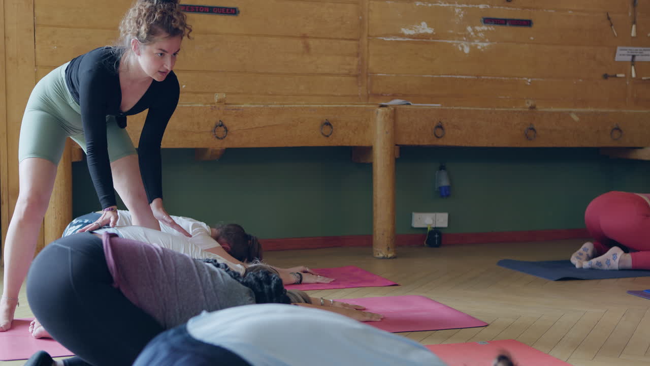 Yoga class with instructor