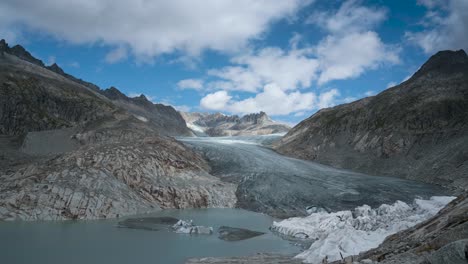 Majestad-Glacial-En-Furkapass,-Rhonegletscher,-Suiza---Timelapse