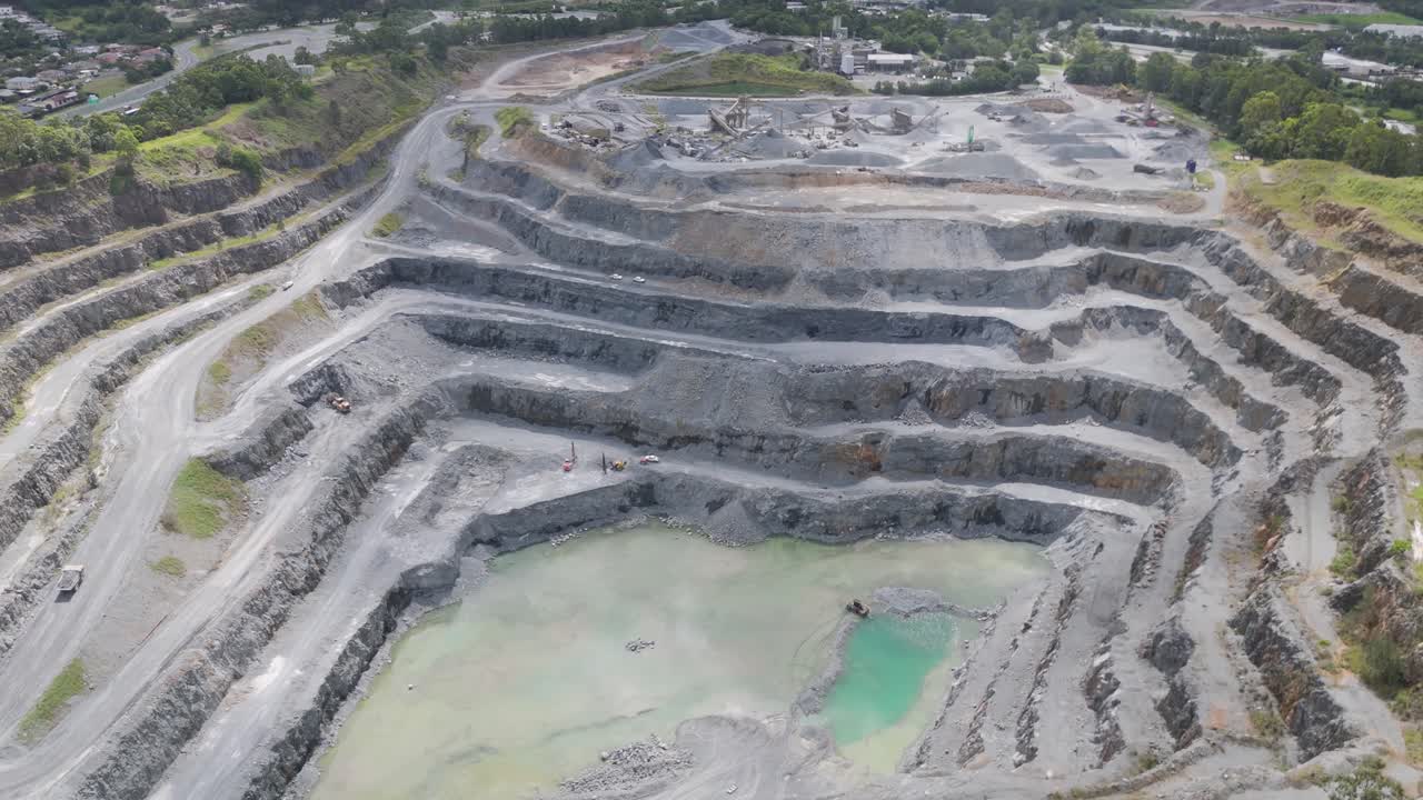 Large quarry with terraced rock formations